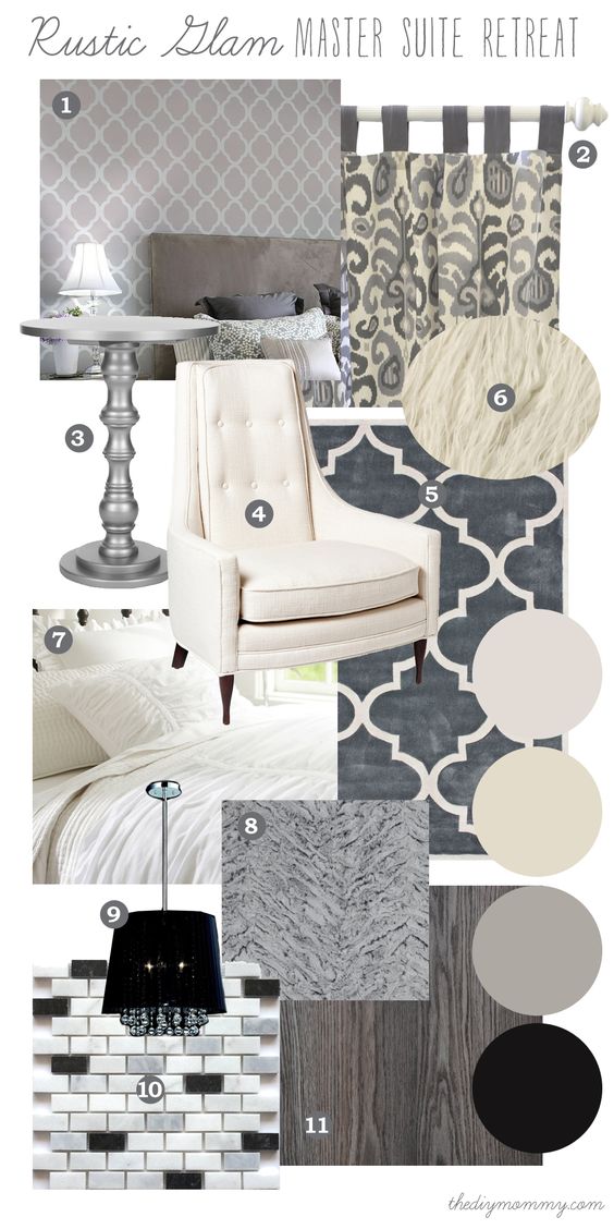 Here's an example of someone with a specific design idea in mind for their master suite re-do, but creating a mood board allows us to see how all these key elements come and work together. 