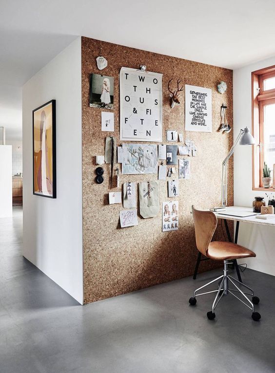 Oh how I'd love a cork wall like this! While this example isn't design specific, I can imagine a wall full of pictures, colors, postcards, patterns; all the things that make you and your home happy!