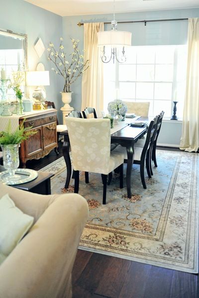 Dining areas and tables provide the perfect space for a unique area rug. 