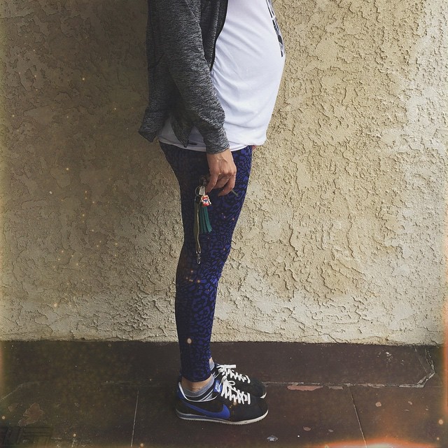 25 weeks today. Still fit my yoga pants (cuz you know it's bad when your yoga pants aren't an option 😂 ). Top: Old Navy Maternity Yoga Pants: Target Shoes: Nike Cortez