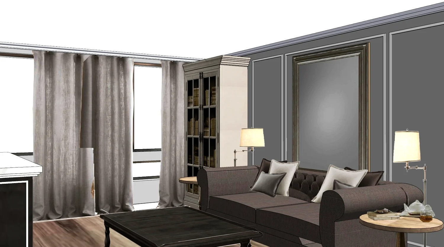  The furniture selections were quite specific to the client's taste - he knew exactly what he liked and it made the FF&amp;E selection process fun and effortless! The only real consultation I provided here was in regards to scale;&nbsp;he tended to w