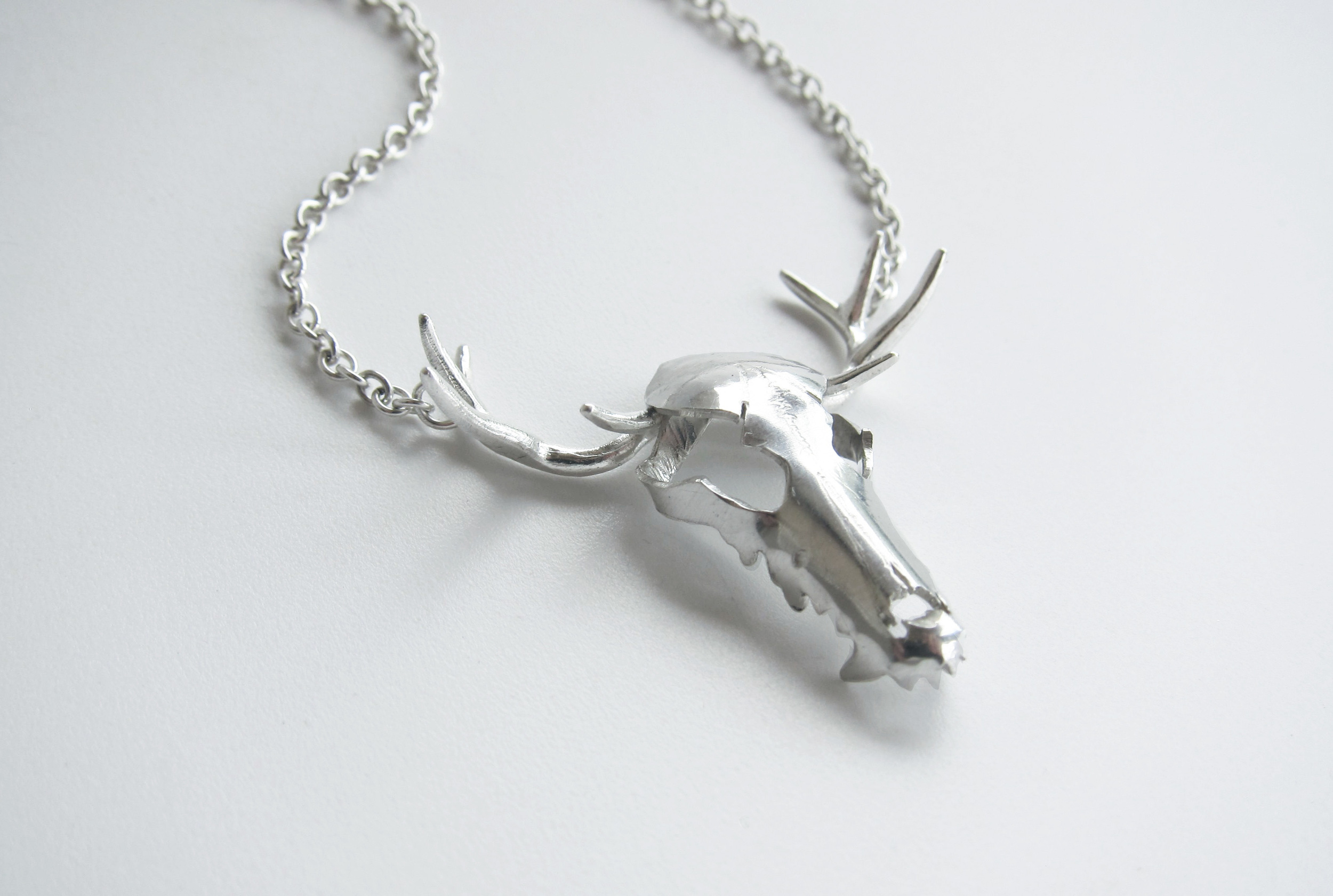 Antlered coyote skull necklace