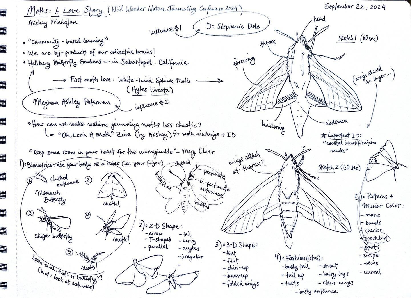 One more sketchnote from the #wildwonderconference this year&hellip; What a privilege to watch and learn from Akshay Mahajan @nature.doodles.by.inkventor this evening&mdash;all about moths! 🦋 Akshay, you are one of the most enthusiastic, engaging pr