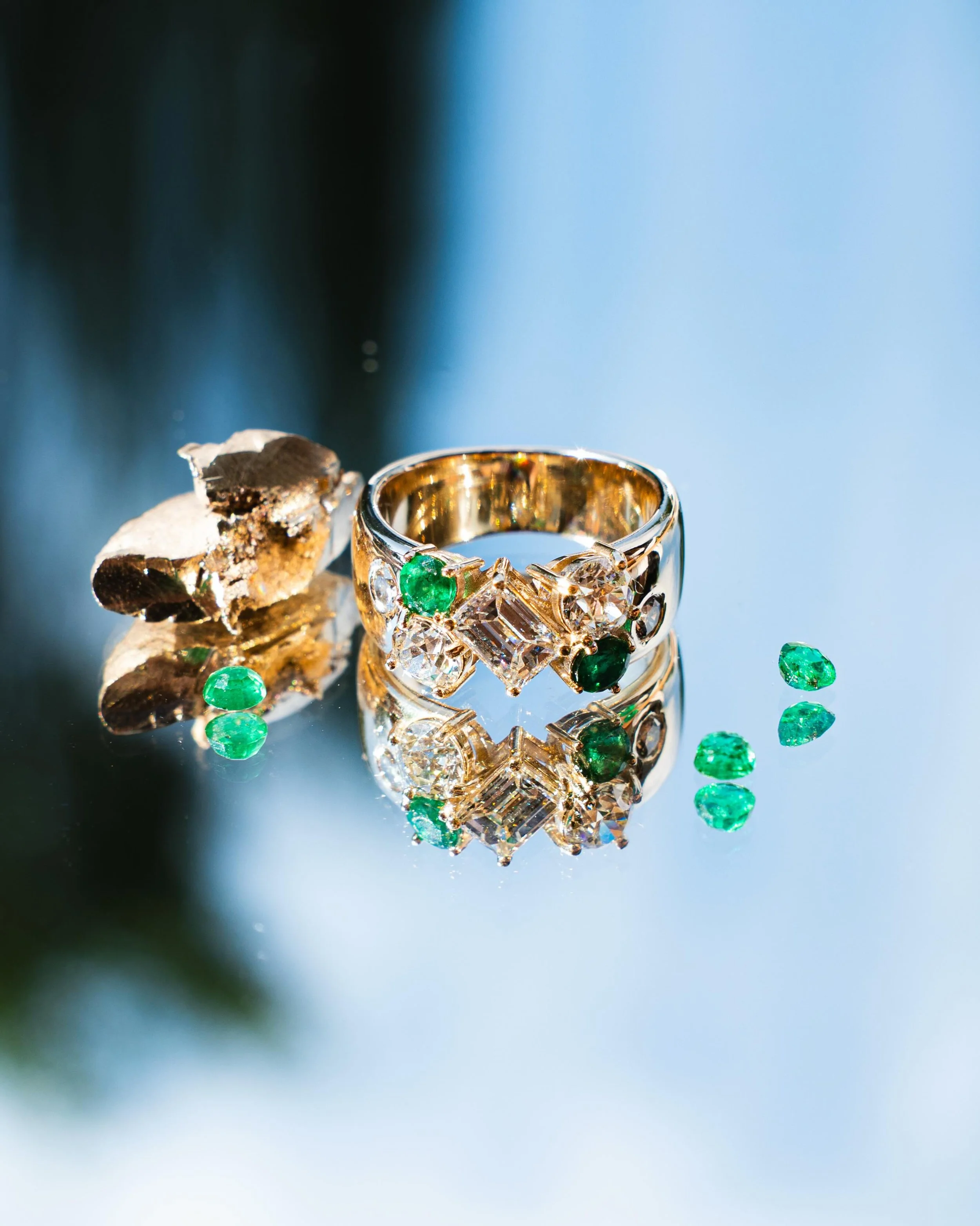 Patricia was so sweet and we had the best time taking some of her beautiful collection and bringing it to new life. Cast in her heirloom gold with her diamonds and emeralds, this cool girl ring made Pat probably one of the coolest babes over 80 I kno