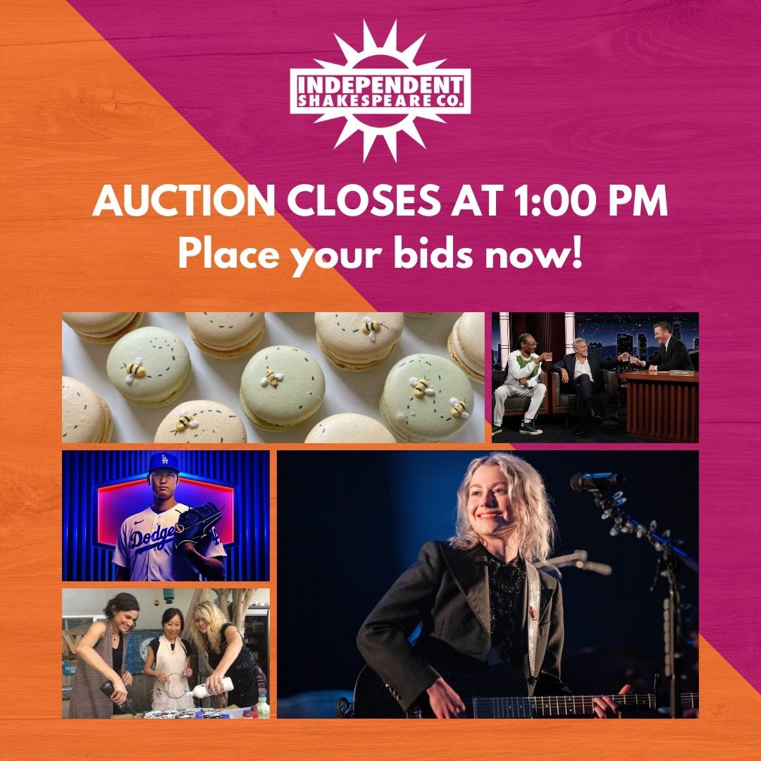 Our online auction closes at 1:00 PM today! We have an incredible collection of things to eat, drink, and see. Snag an exclusive and support the Griffith Park Shakespeare Festival! Place your final bids now at the link in our bio.