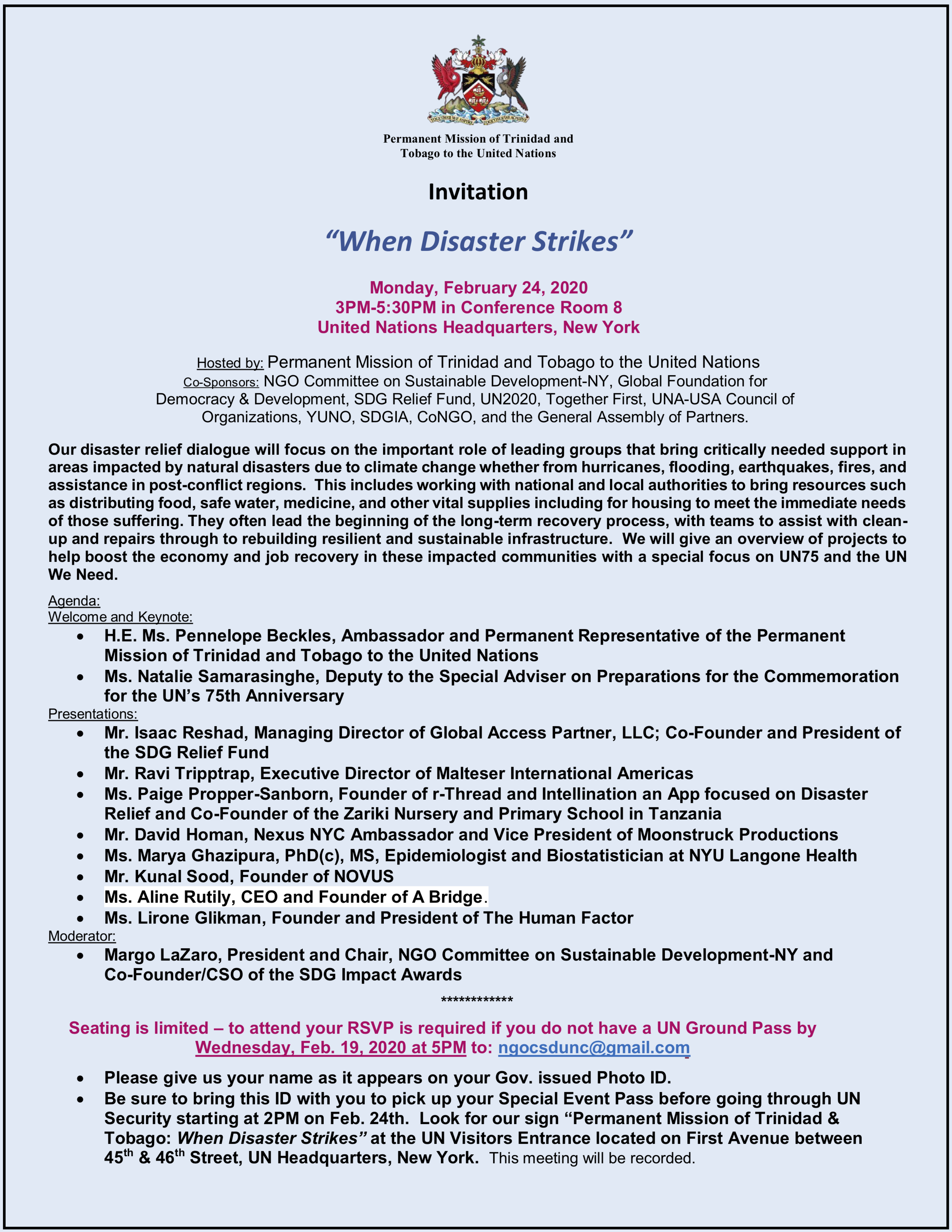 Trinidad & Tobago invitation  on Disaster Relief 2-24-2020 B1.png