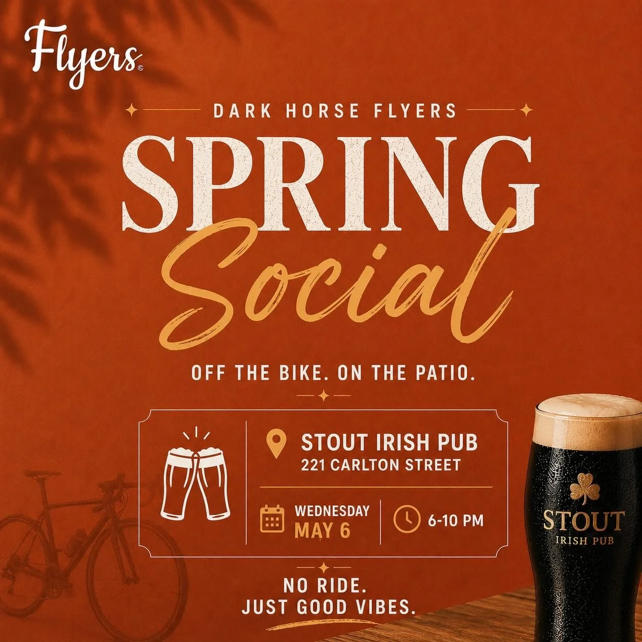 You&rsquo;re invited to our annual Spring Party as we kick off the season together!

Please RSVP in the Cycle Club App to help us plan a great night, and if your plans change, kindly update your response so we can cater accordingly.

DRINKS &bull;  S