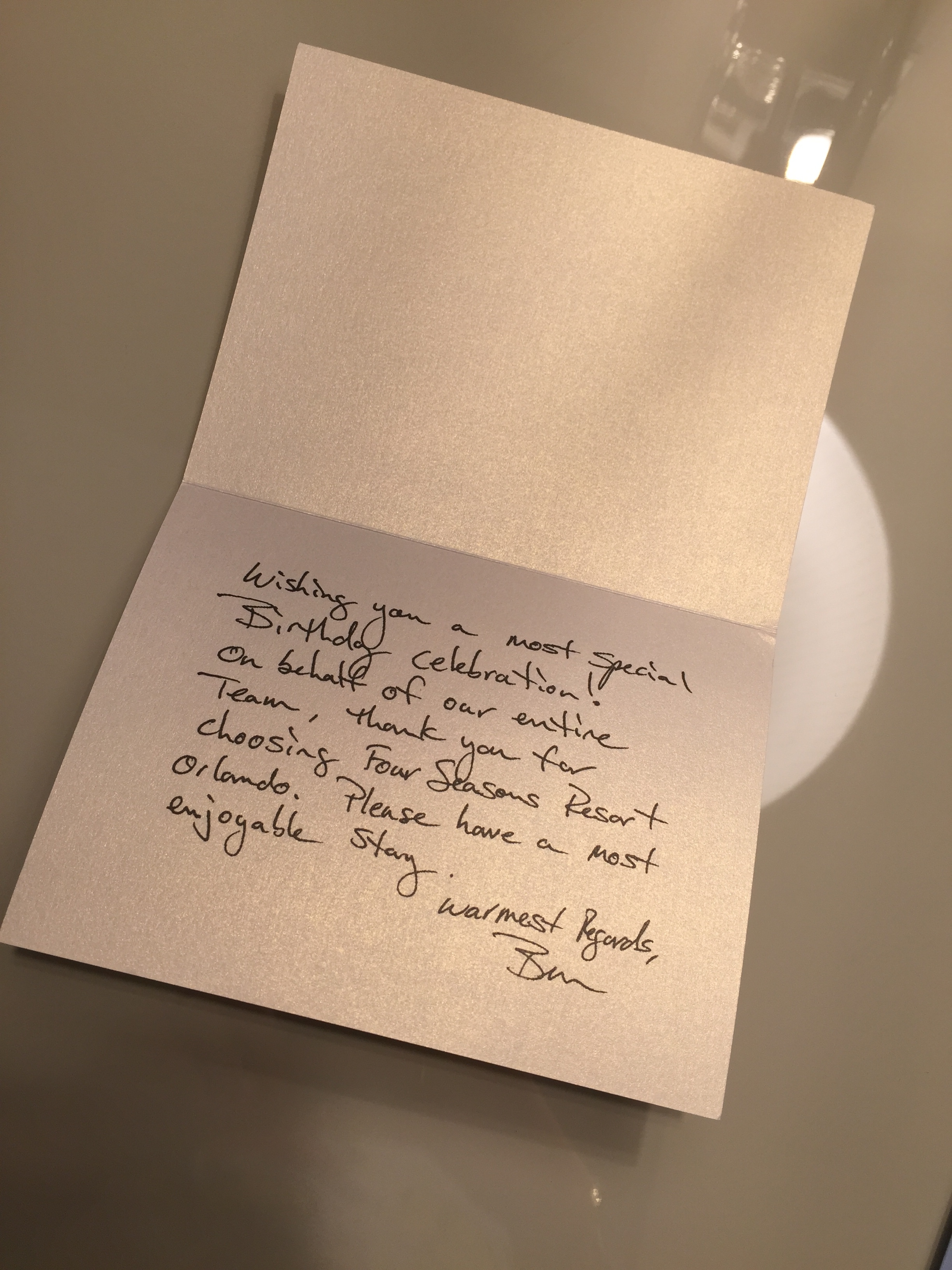 A note to accompany the cake.