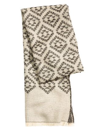 I love this scarf . It is very wide like a blanket scarf, so it has great drape to it. I also love the pattern.