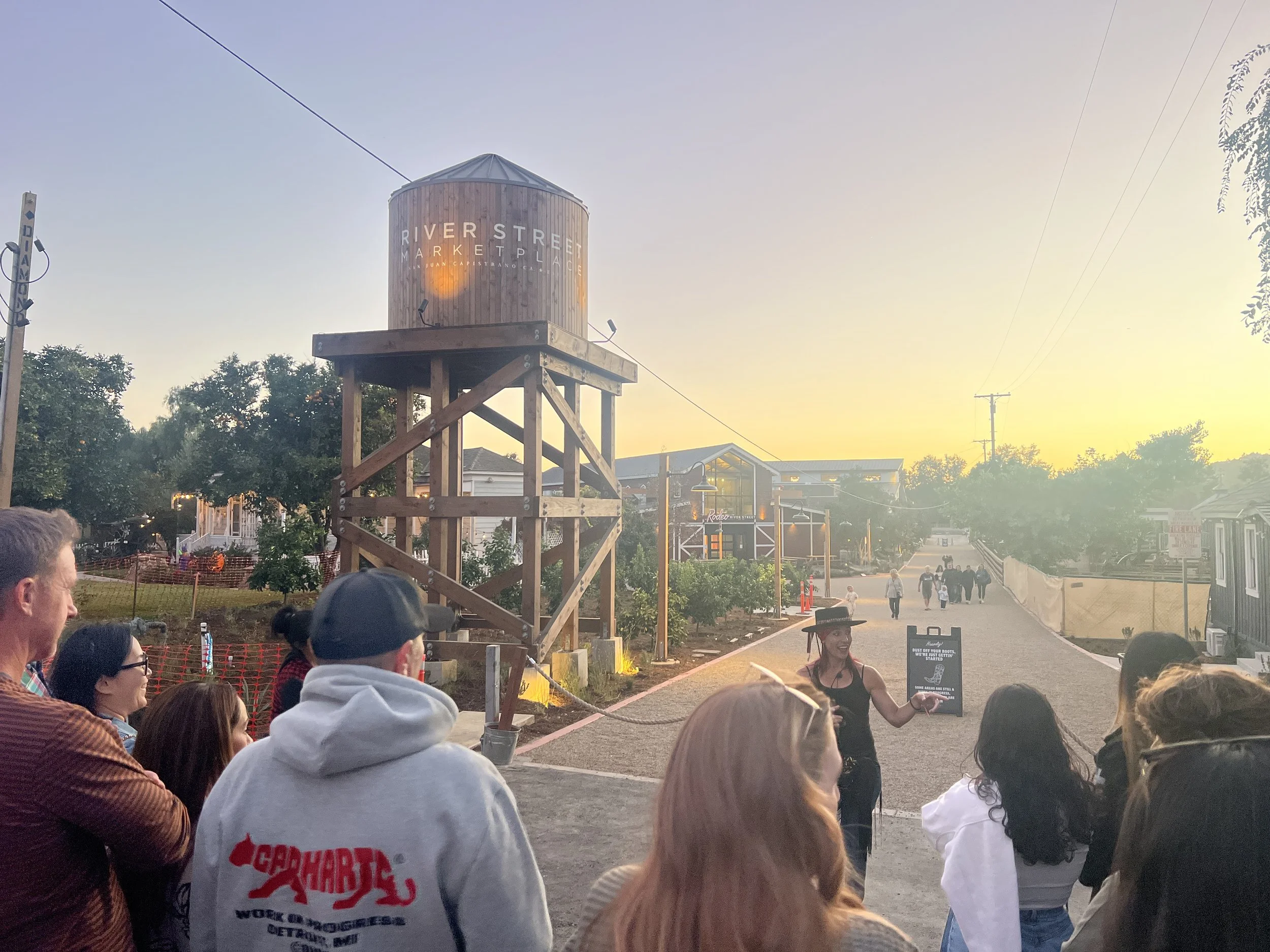 Team at dusk by the Los Rios water tower in San Juan Capistrano