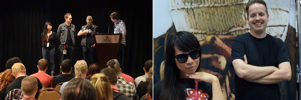 photos by Branwyn Bigglestone l : Officially announcing our series at the Image Expo r: Our colorist Kristina & writer Keenan and the Image Booth