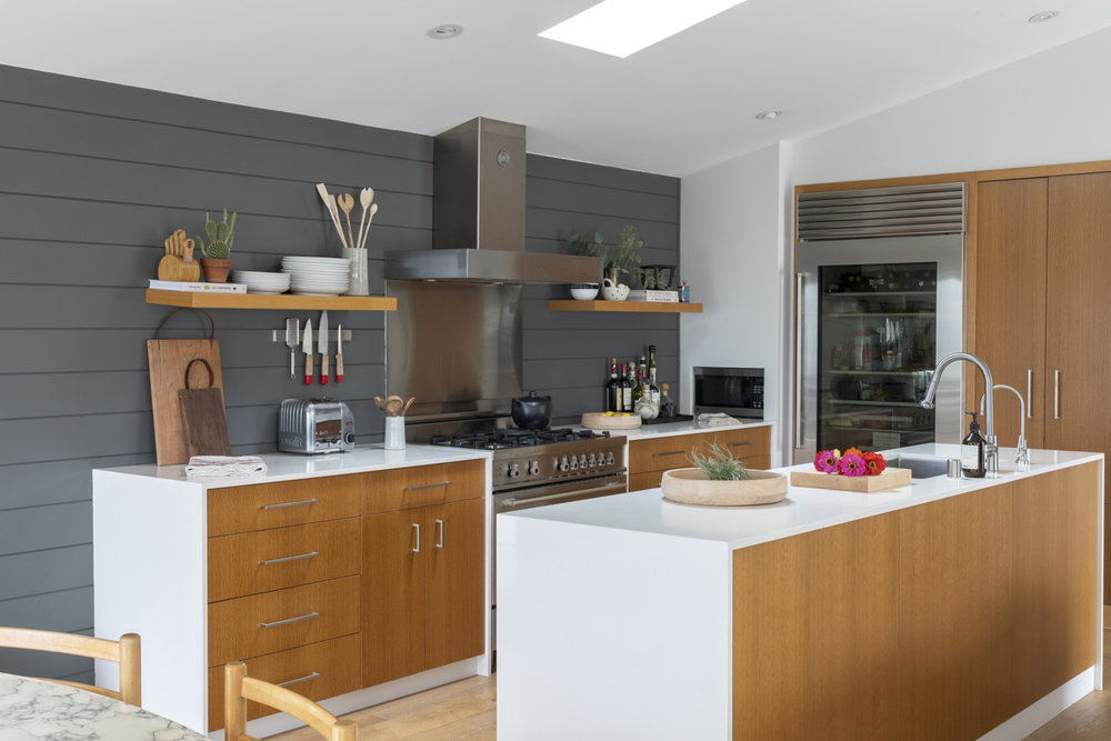  The kitchen in my Malibu trailer features a Bertazzoni stove and hood, quartz countertops, and an array of chic and functional household items from my shop,  +COOP.   Photo by Annie Meisel.  