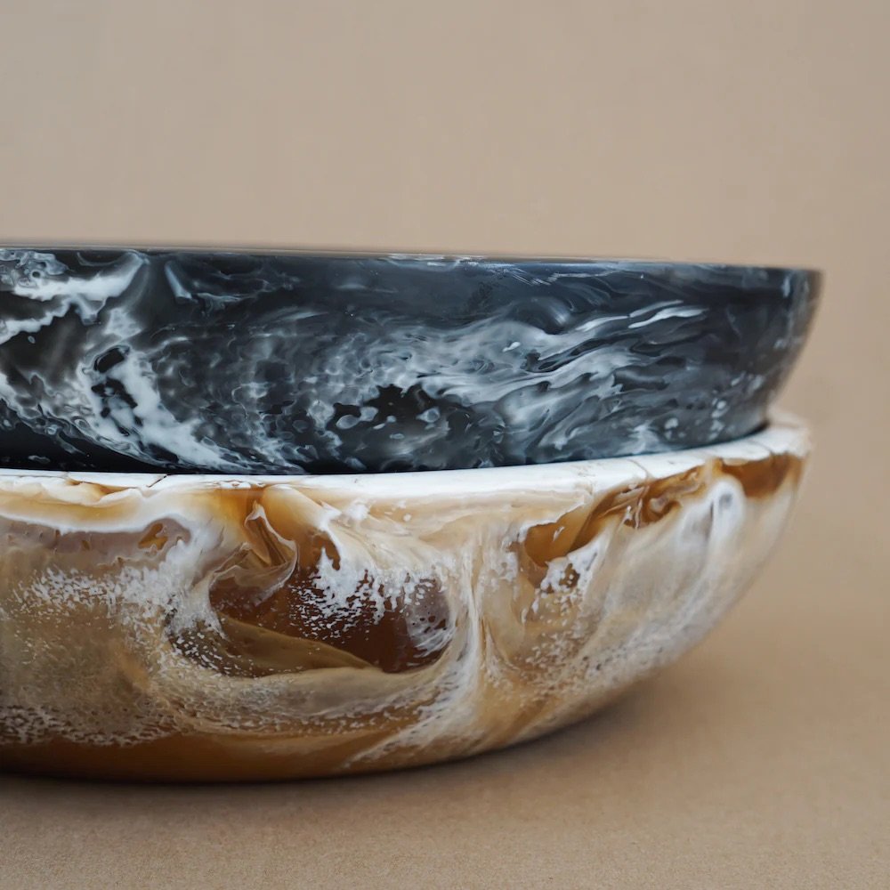 Round Resin Salad Bowl - Storm