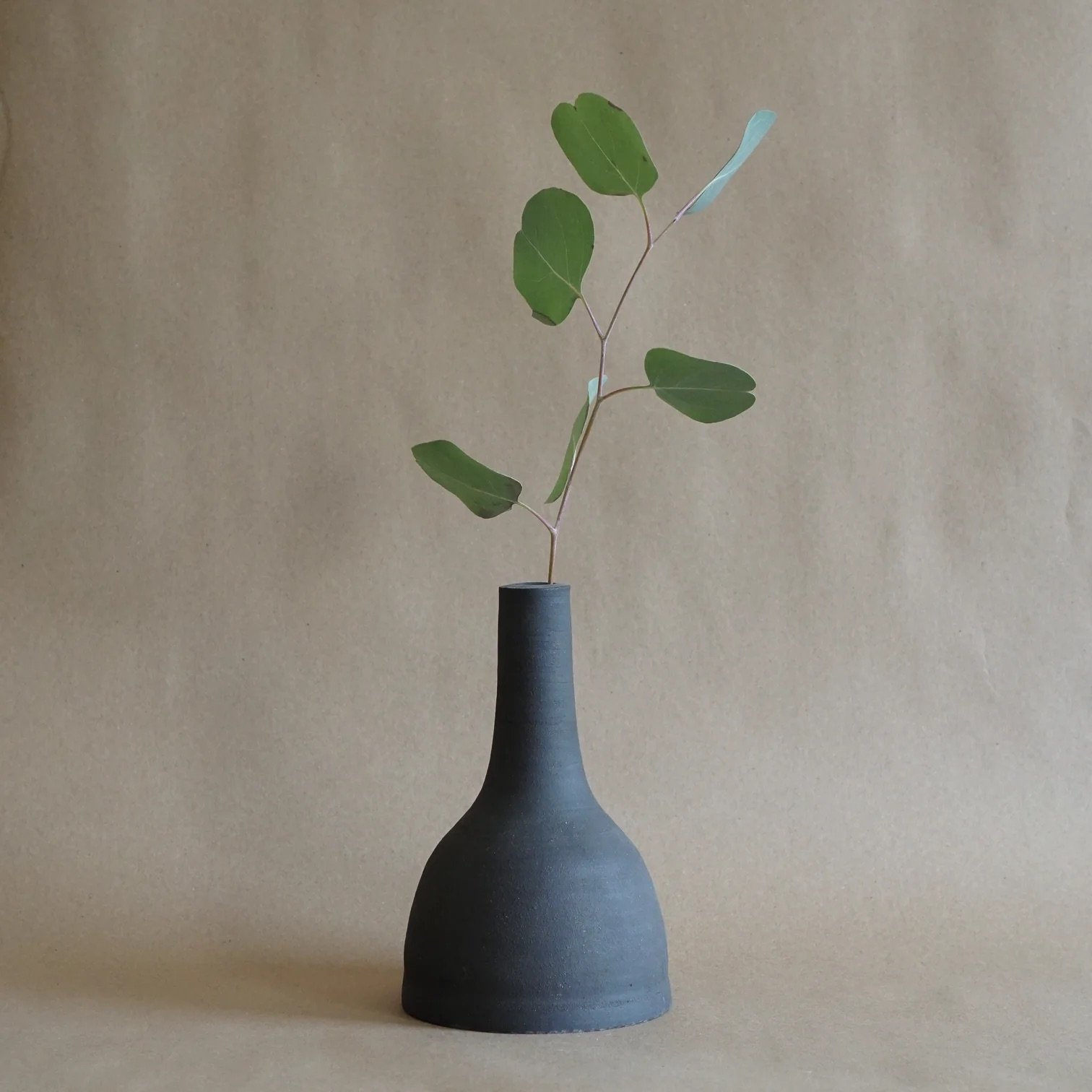 Bell Shaped Raw Noir Vase