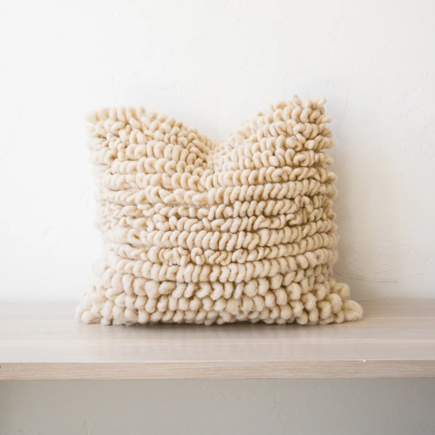 Makun Collection: Natural White Looped Pillow