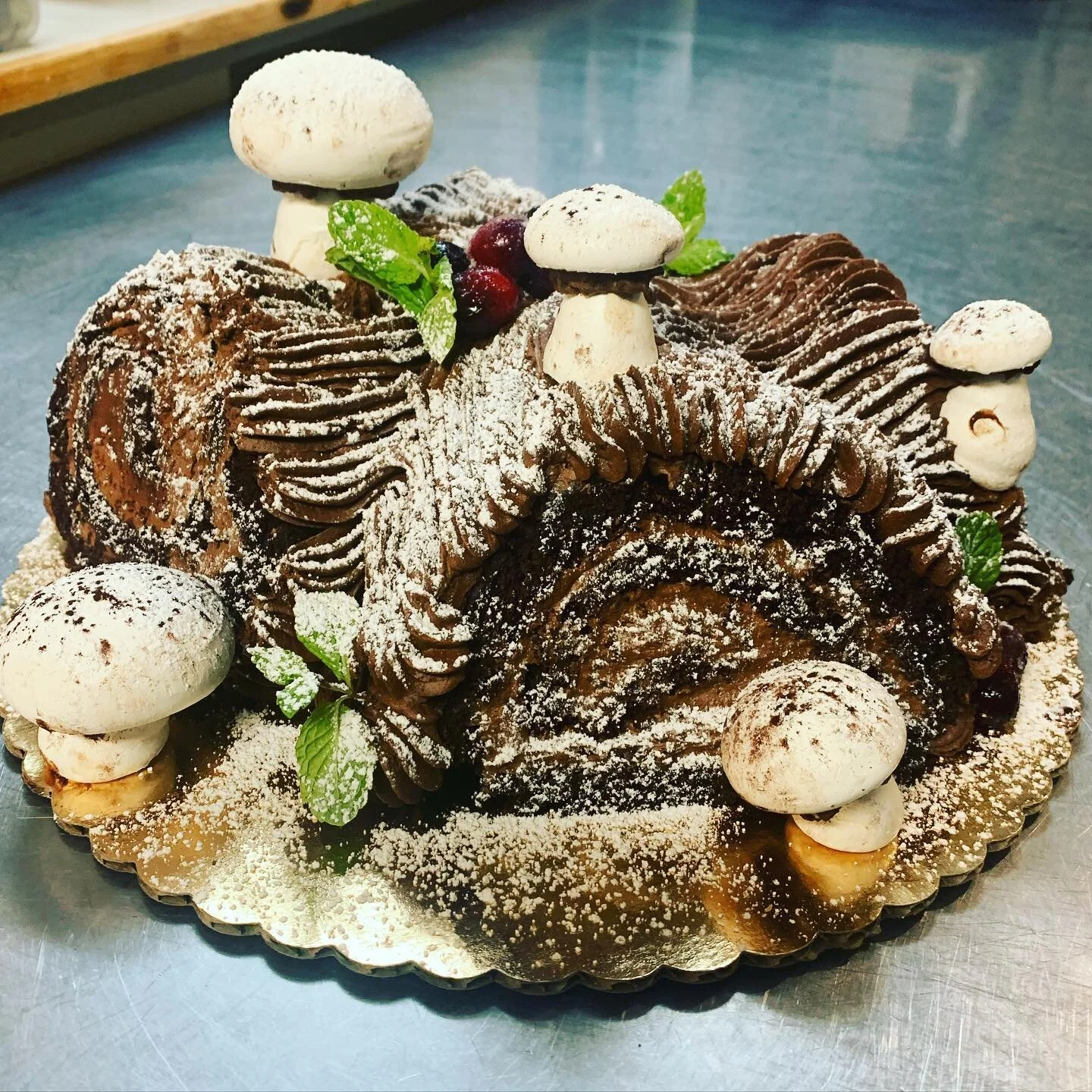 @seattlepastryartist’s first Yule Log of the year!  Let us know if you would like one for your holiday celebration! ๐ชต Bakery@pettirossoseattle.com