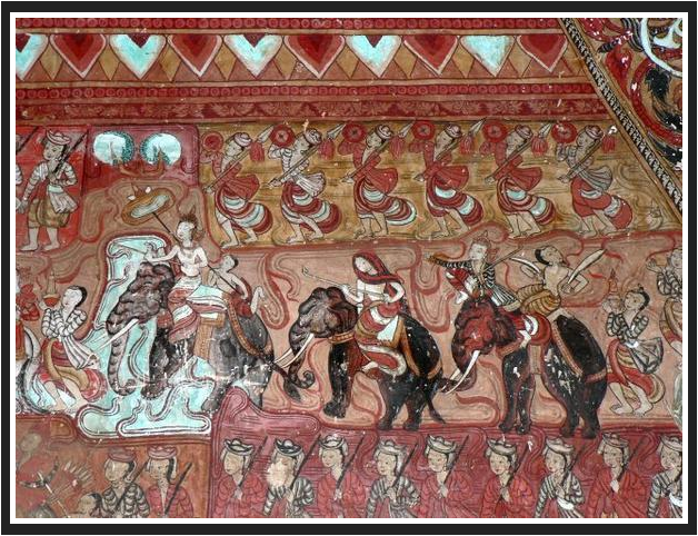 Pagan Empire war mural from the 15th century CE.