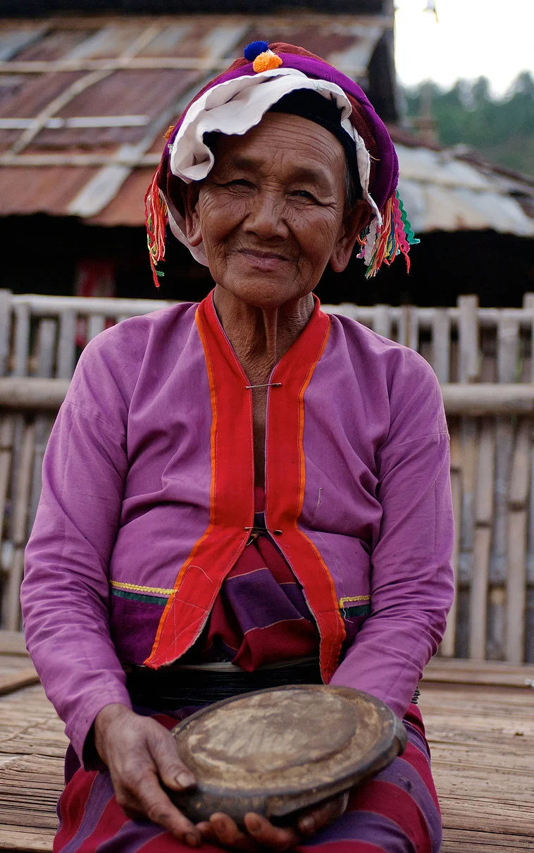 The 78-year-old Mel Sai Sai holds her first kyauk pyin , or Thanaka grinding stone, which she bought when she was only 10. She picked up where her mother left off, applying Thanaka daily to insure lasting beauty and a good complexion.