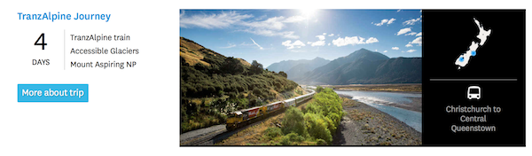 Screenshot of an itinerary from newzealand.com