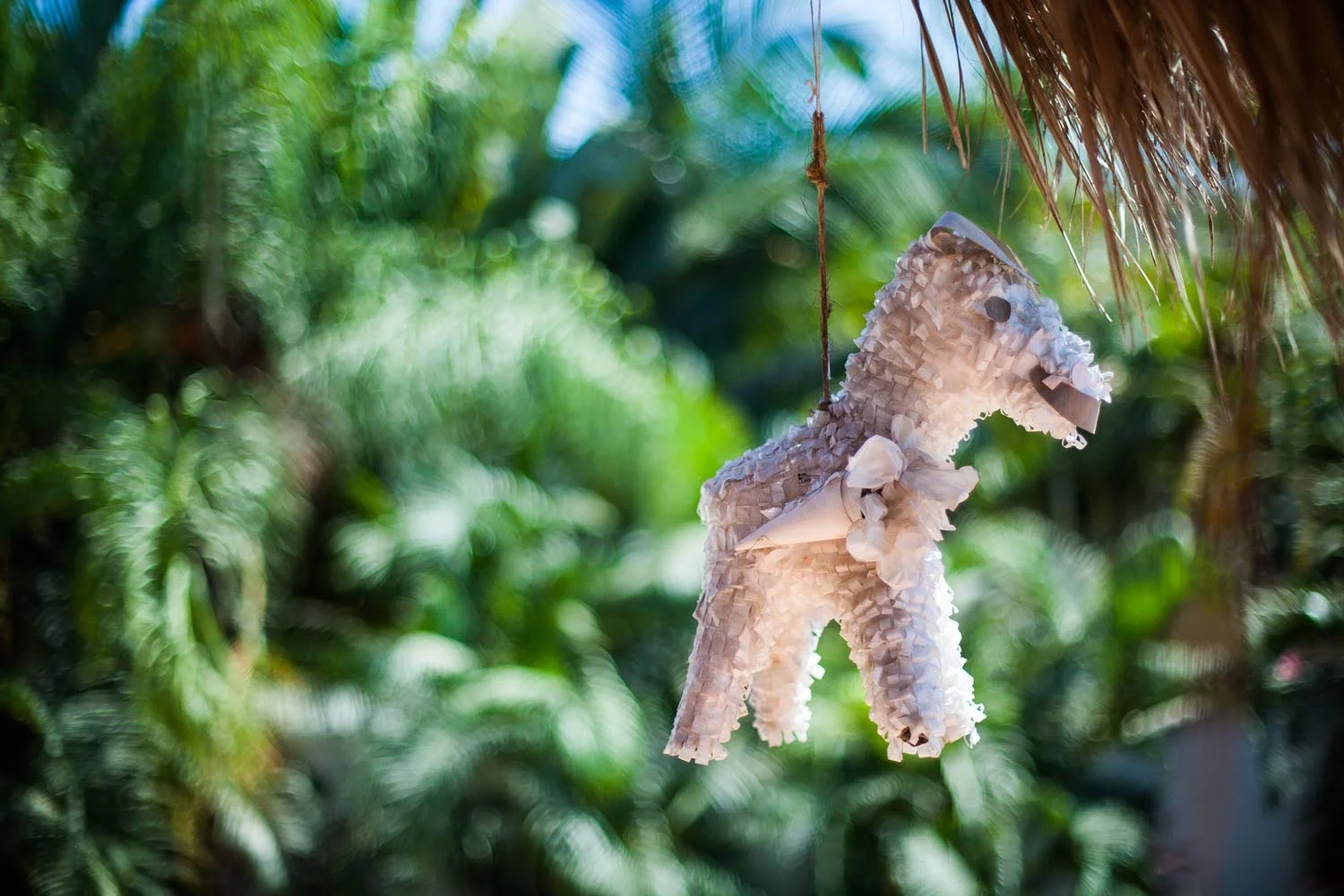  A Piñata hanging from a roof 