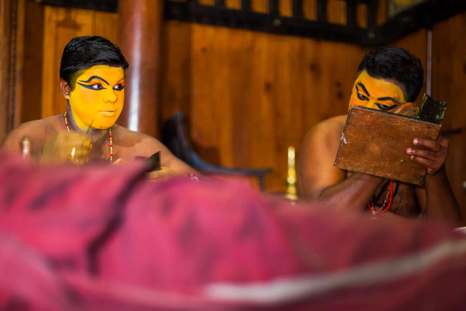  Kathakali Performers act out scenes from the Mahabharata through elaborate&nbsp;facial expressions and body language: Kochi, Kerala&nbsp; 