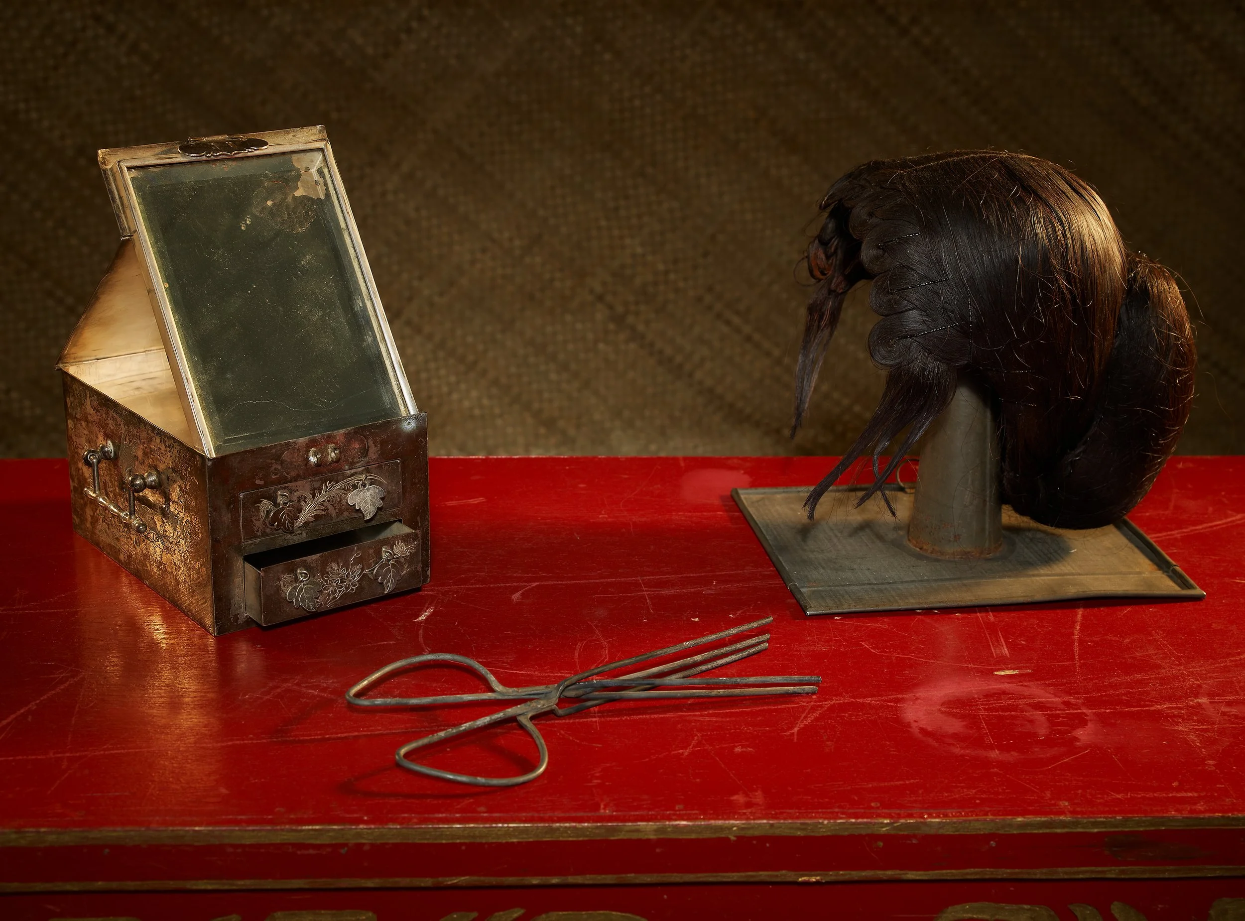 Wig and pieces used for getting ready to perform