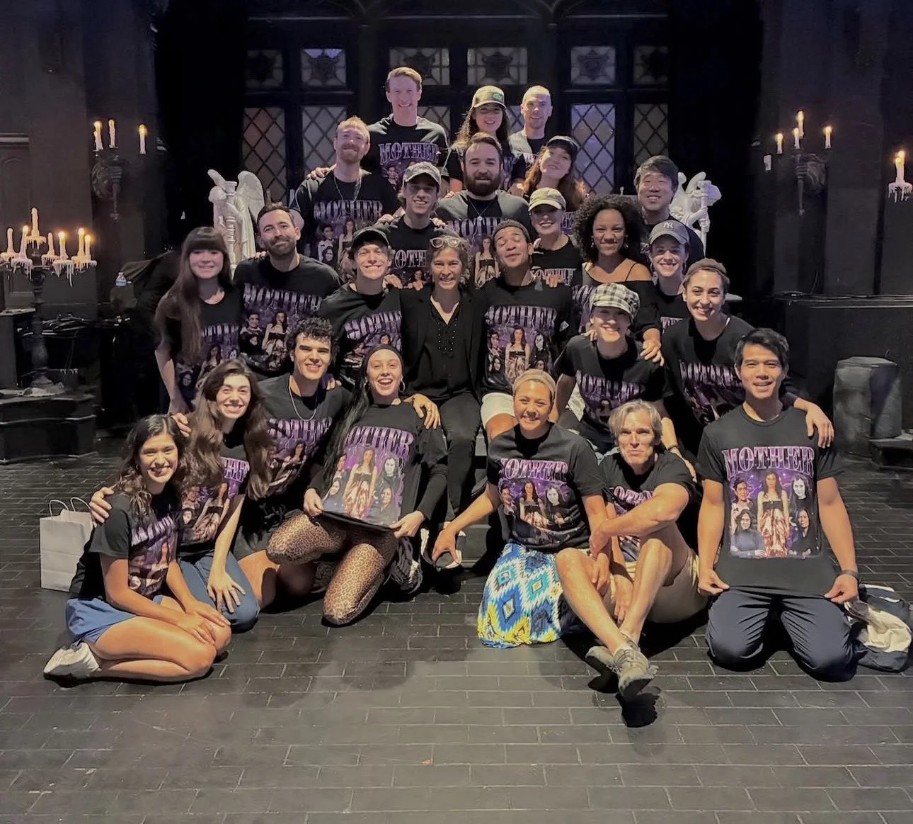 The cast of Masquerade in custom-made shirts honoring Masquerade NYC Director, Diane Paulus. © 2025