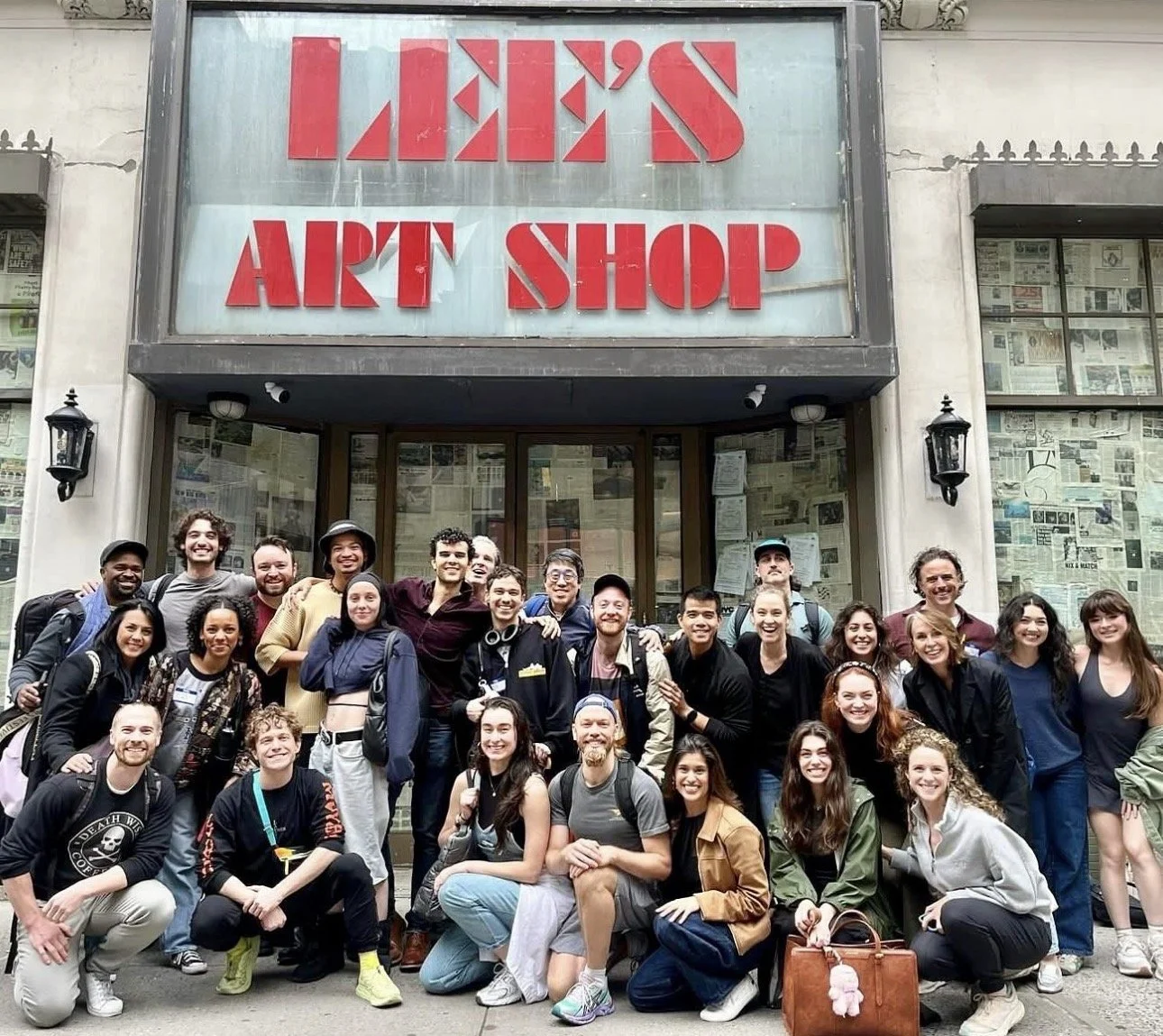The cast of Masquerade outside of the venue, repurposed Lee's Art Shop © 2025