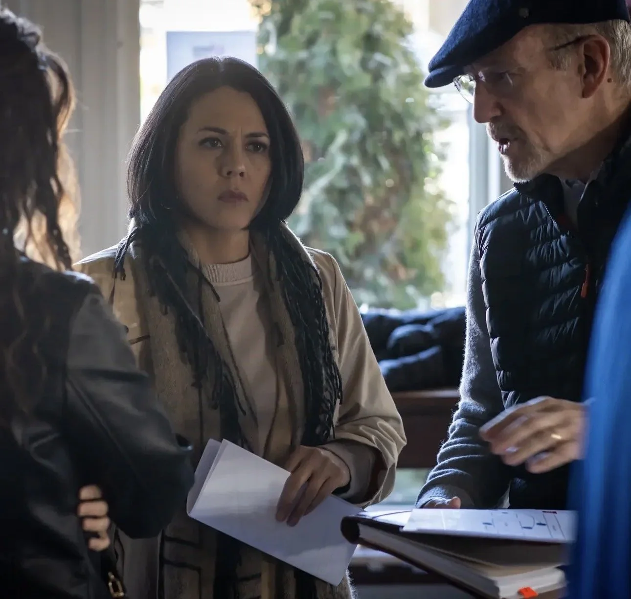 Shanley Caswell, Satomi Hofmann, and Nick Wilkinson on the set of Death on the Brandywine © Death on the Brandywine