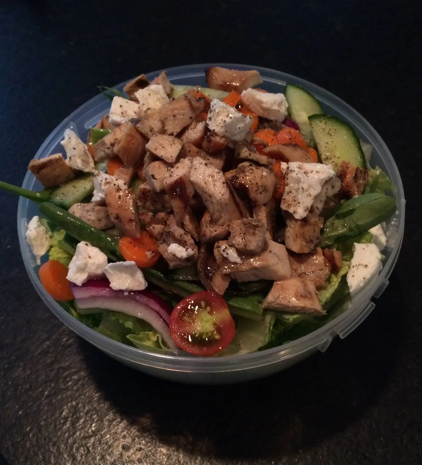 My daughter's daily salad for school lunch... done!