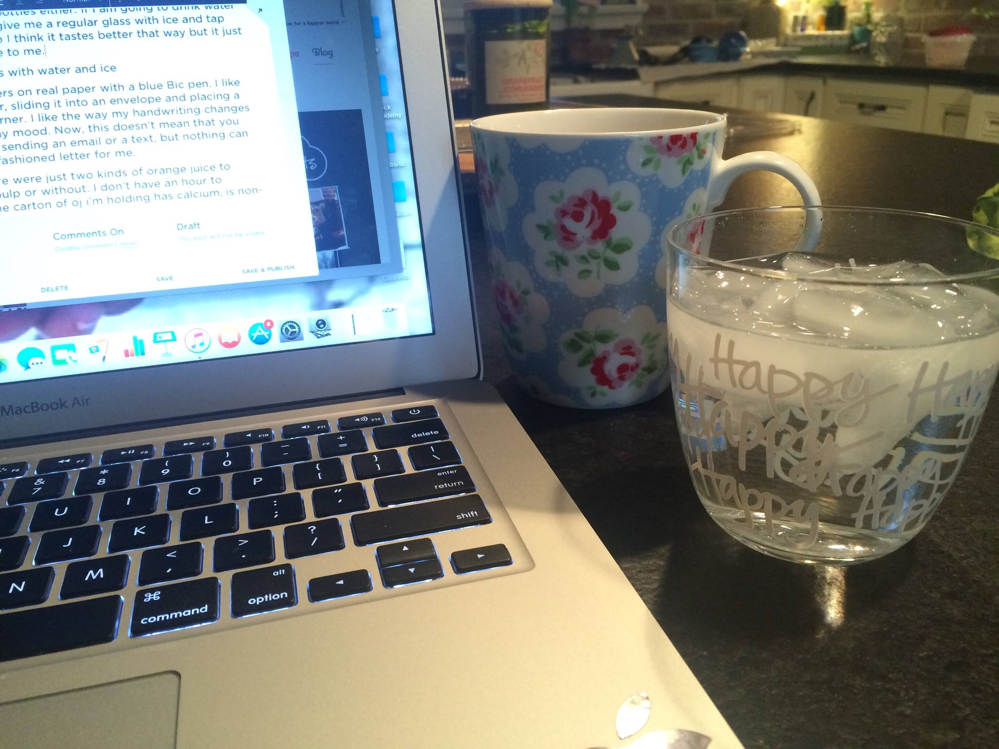 Mug from new neighbor friend Susie and Happy glass from my "old" neighbor friend Sharon!
