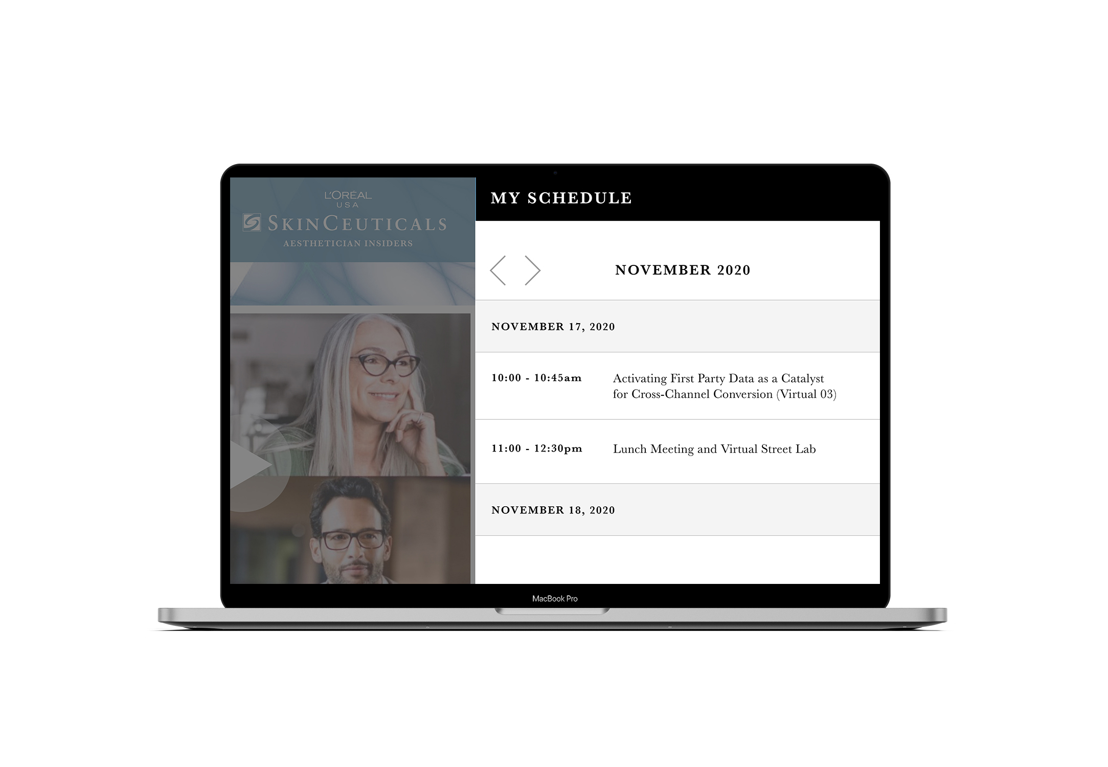 Educational content delivered to event attendees through a totally custom learning journey platform within their event application