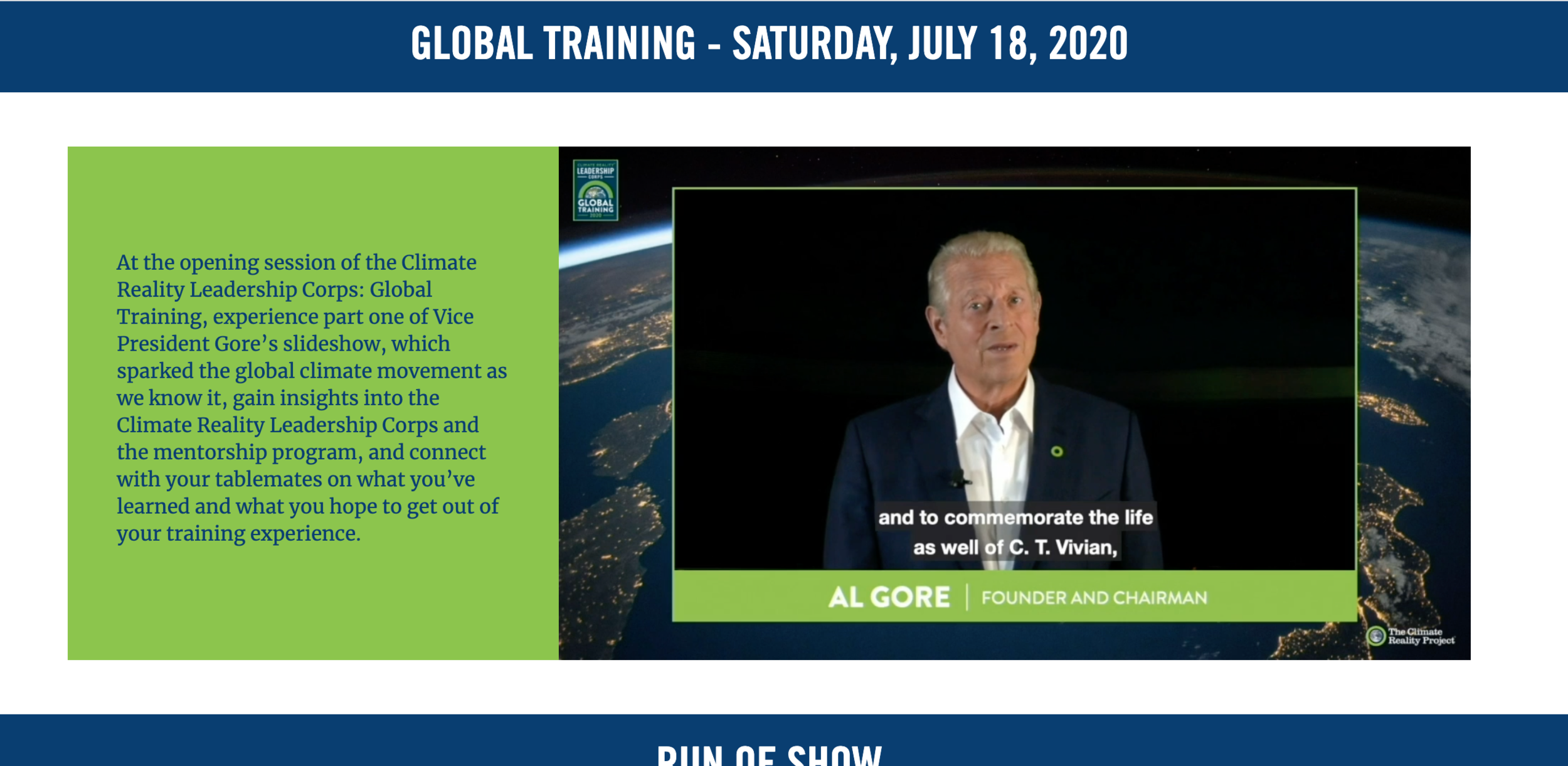  Former Vice President Mr. Al Gore takes the screen for his keynote address 