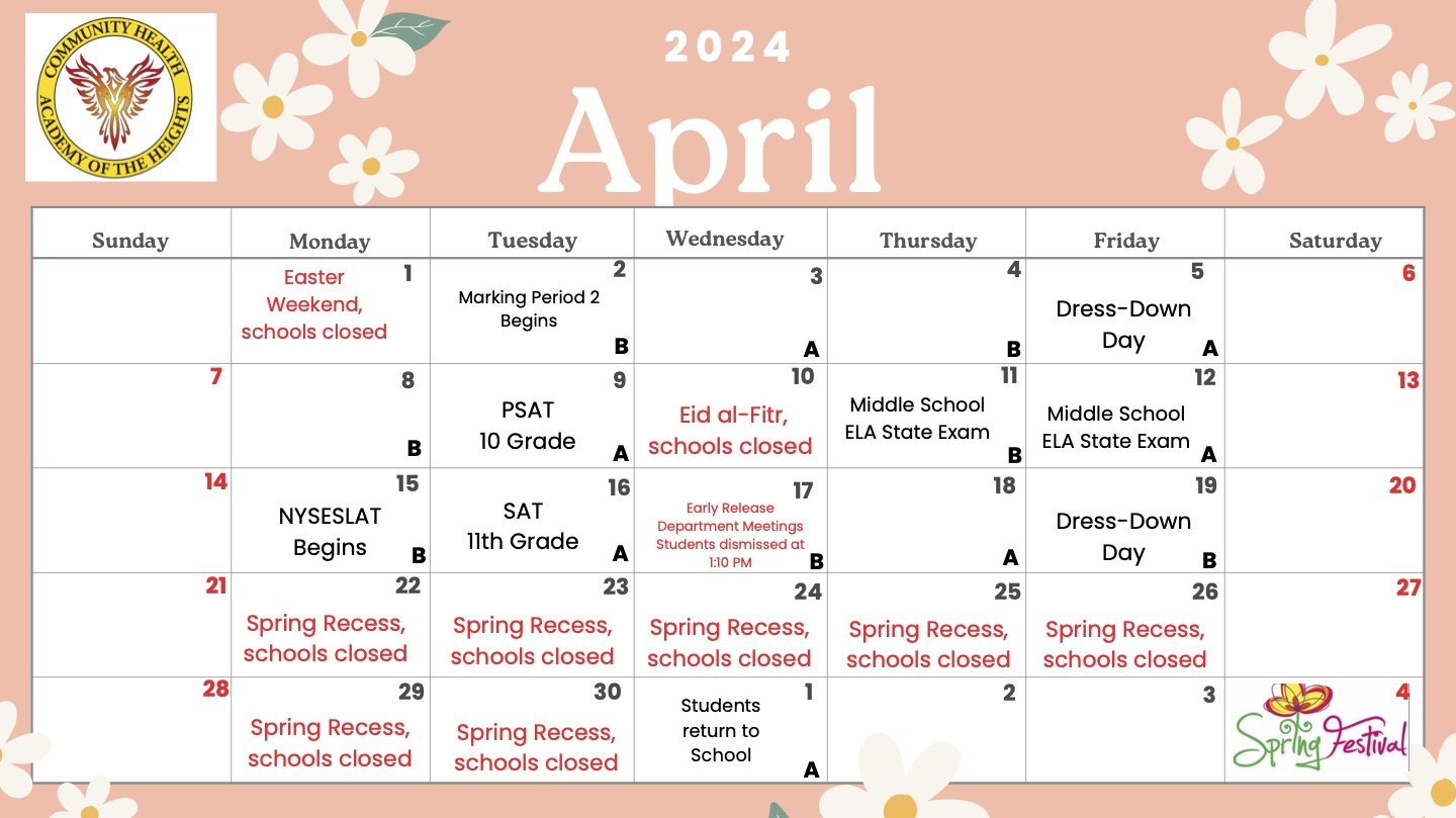 Calendar — The Community Health Academy of the Heights