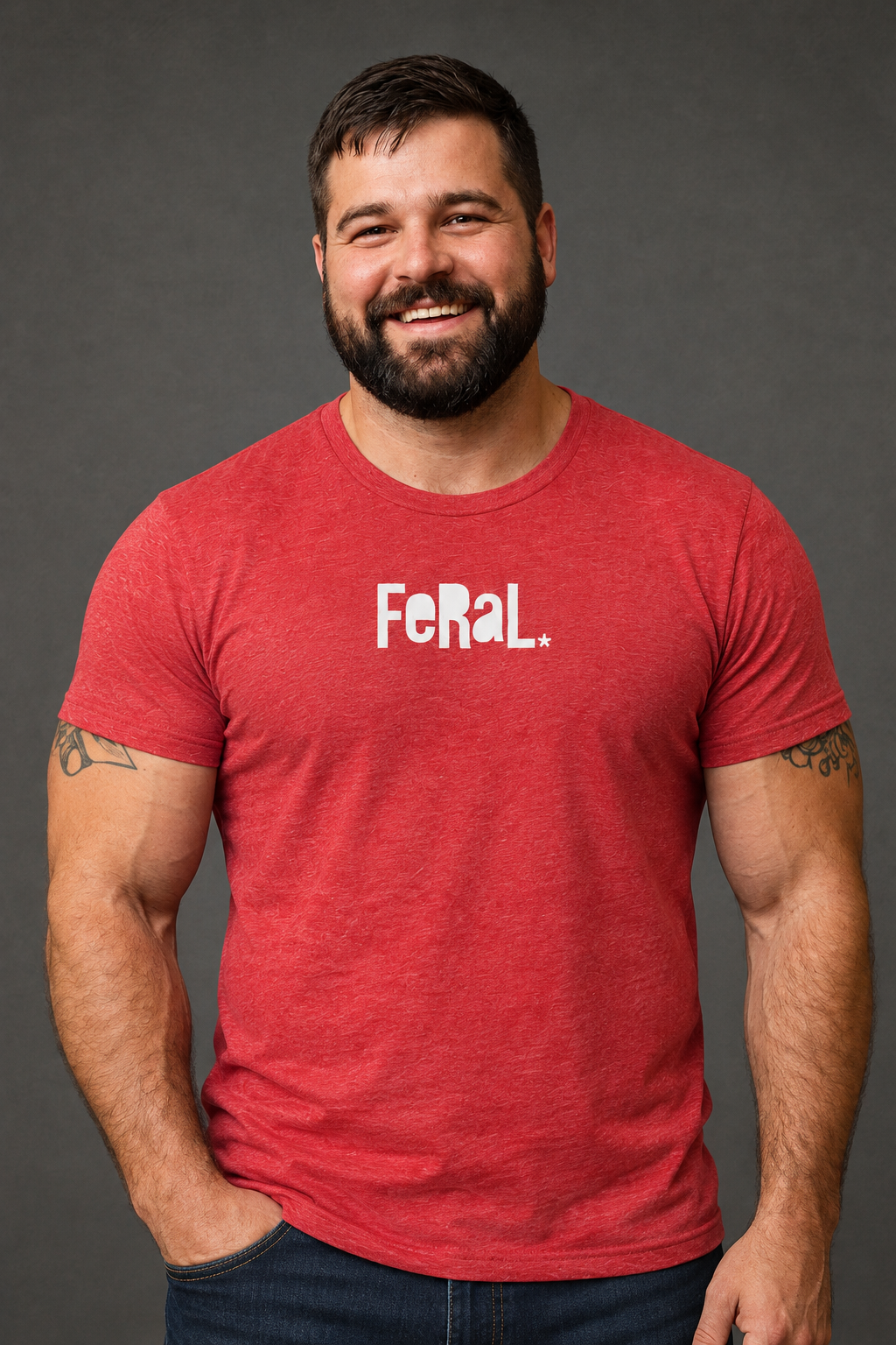 Friendly Bearded Man in FeRaL_ Tee.png