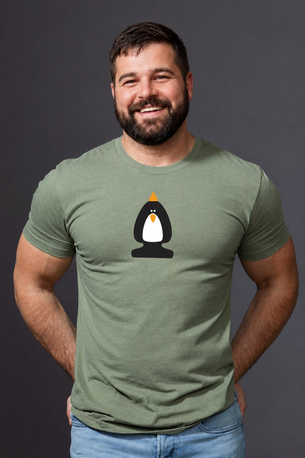 Smiling Bearded Man in Penguin T-Shirt.png