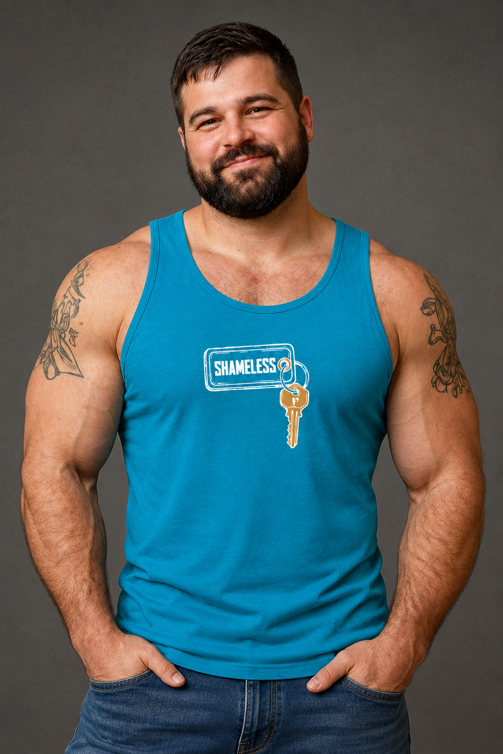 Confident Bearded Man in Shameless Tank.png