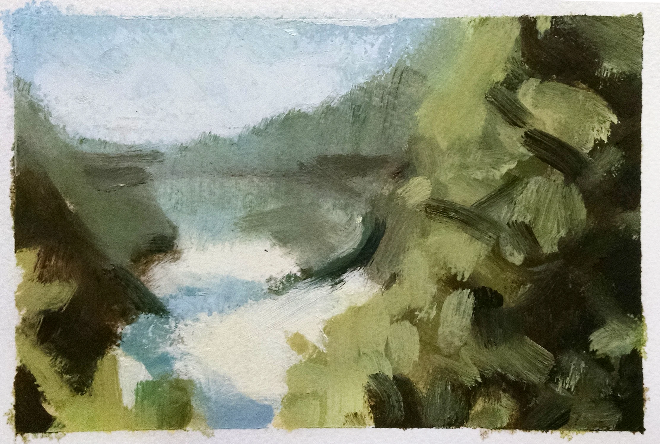 Yuba River , 4 x 6 in. Oil on paper. Available for purchase. (2015)
