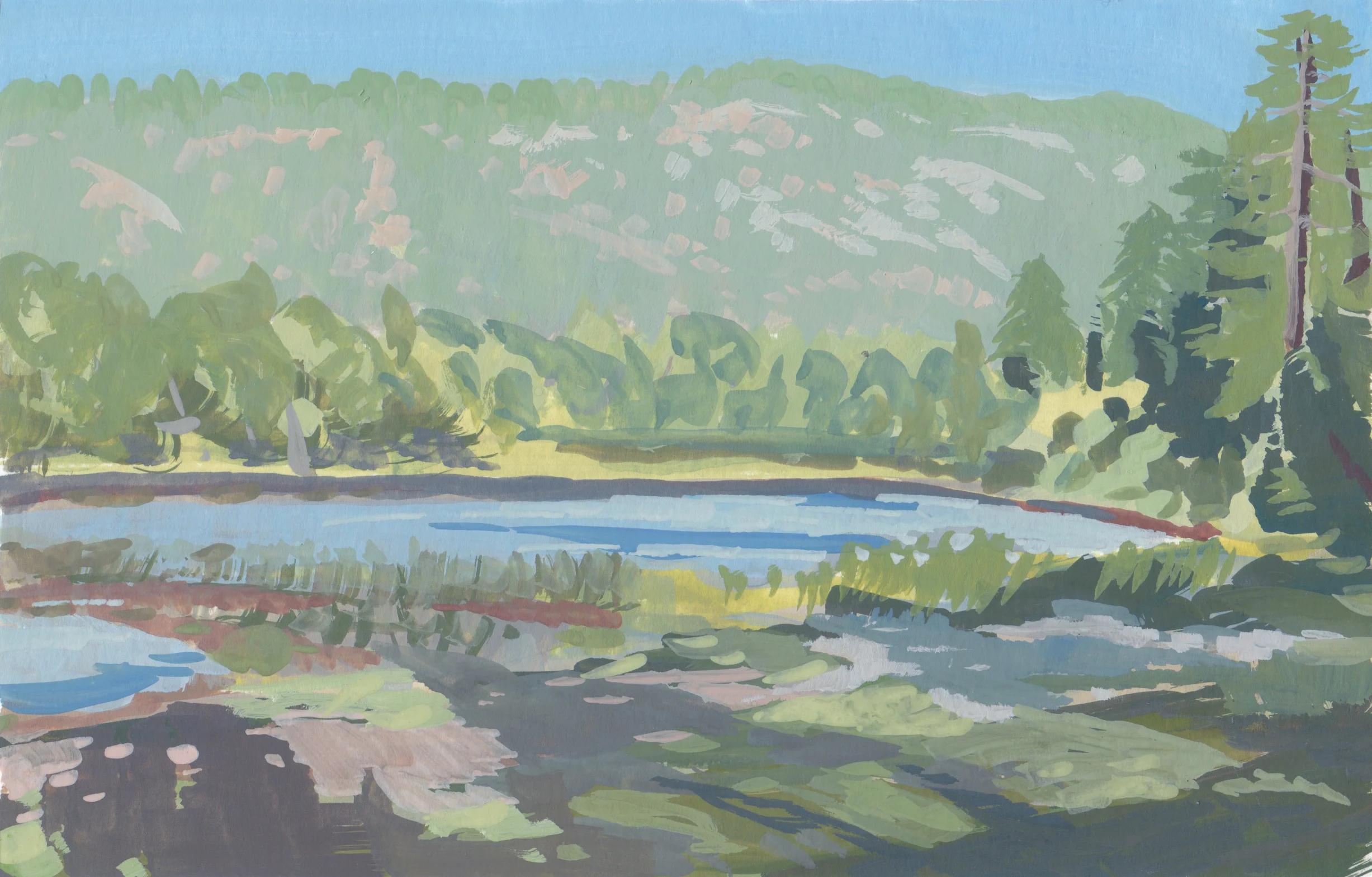 Jackson Lake II, 6 x 8 in. Gouache on paper. Available for purchase. (2017)
