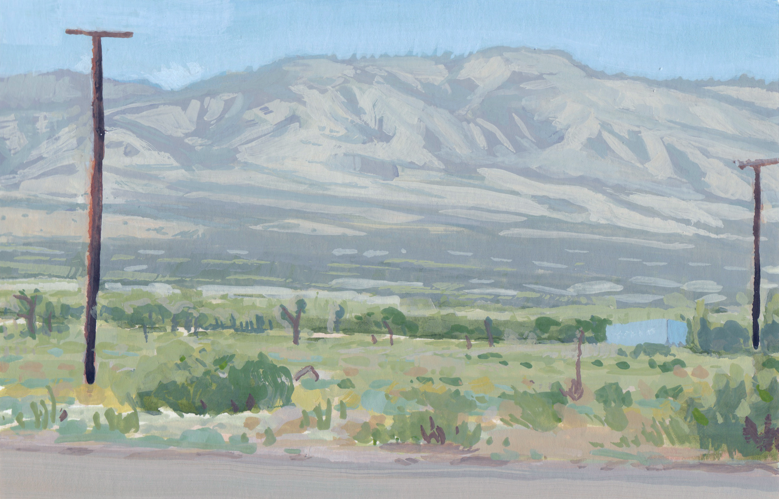 Phelon, CA, 6 x 8 in. Gouache on paper. Available for purchase. (2017)