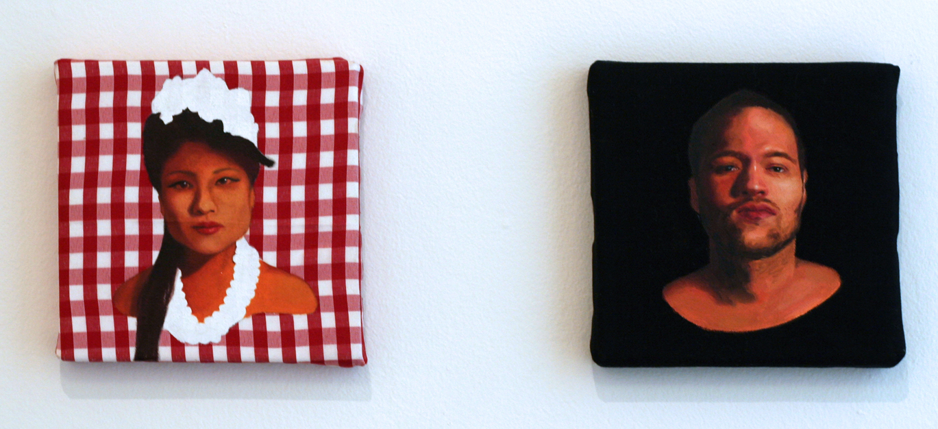 Ruby Chew, Gloria & Kane, Oil and Gesso on Fabrics, 15 x 15 cm, 2010 