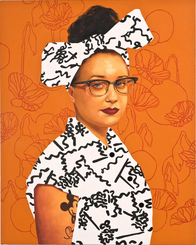 Ruby Chew, Lucy, Oil, Acrylic and Buttons on Canvas, 61 x75.5, 2011