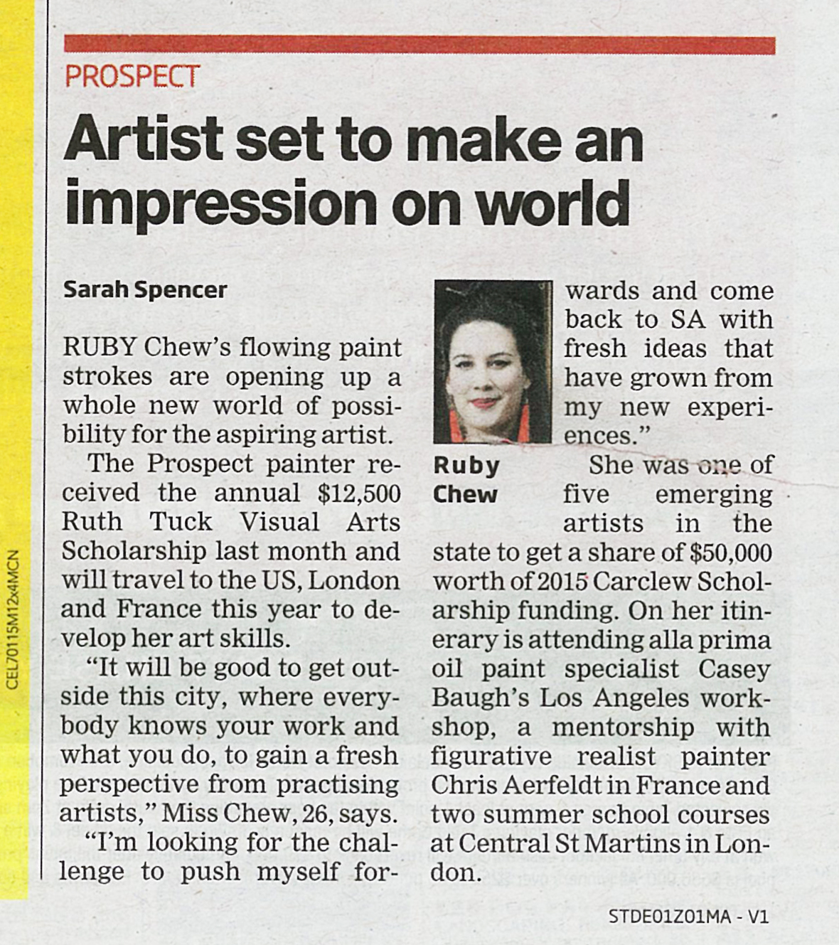 Spenser S, Ruby Chew’s Day, Artist Set to Make Impression on World, The Messenger, Jan 2015