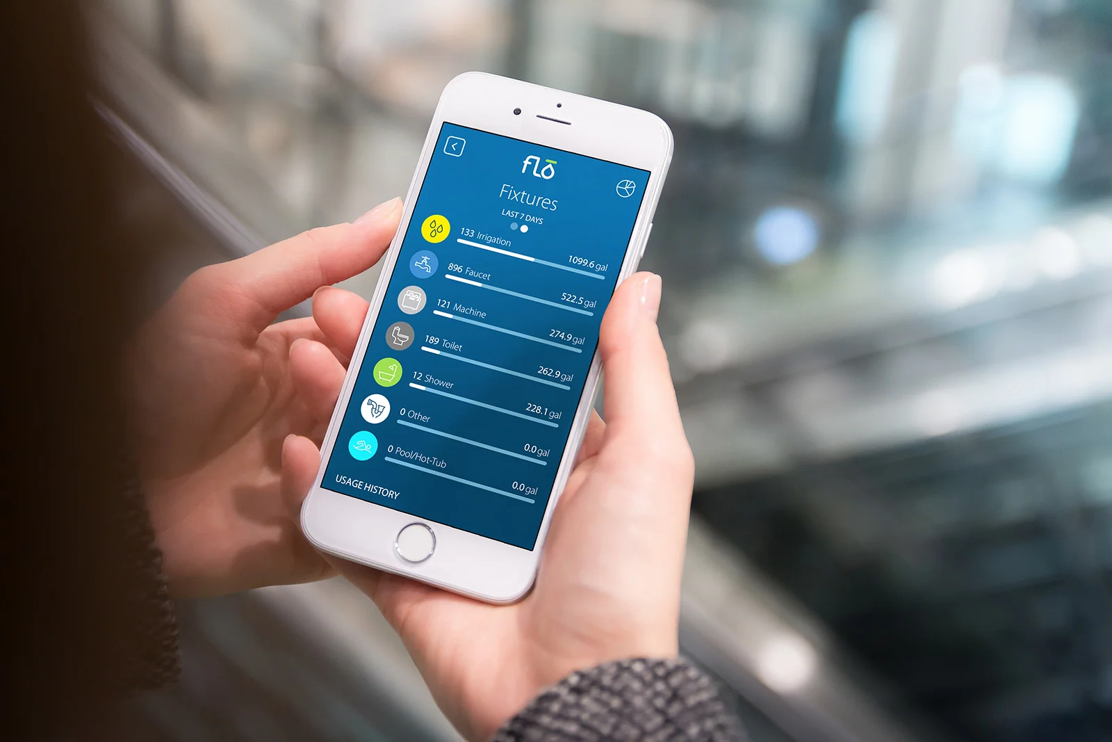With real time statistics, customer can track the water usage in the home.