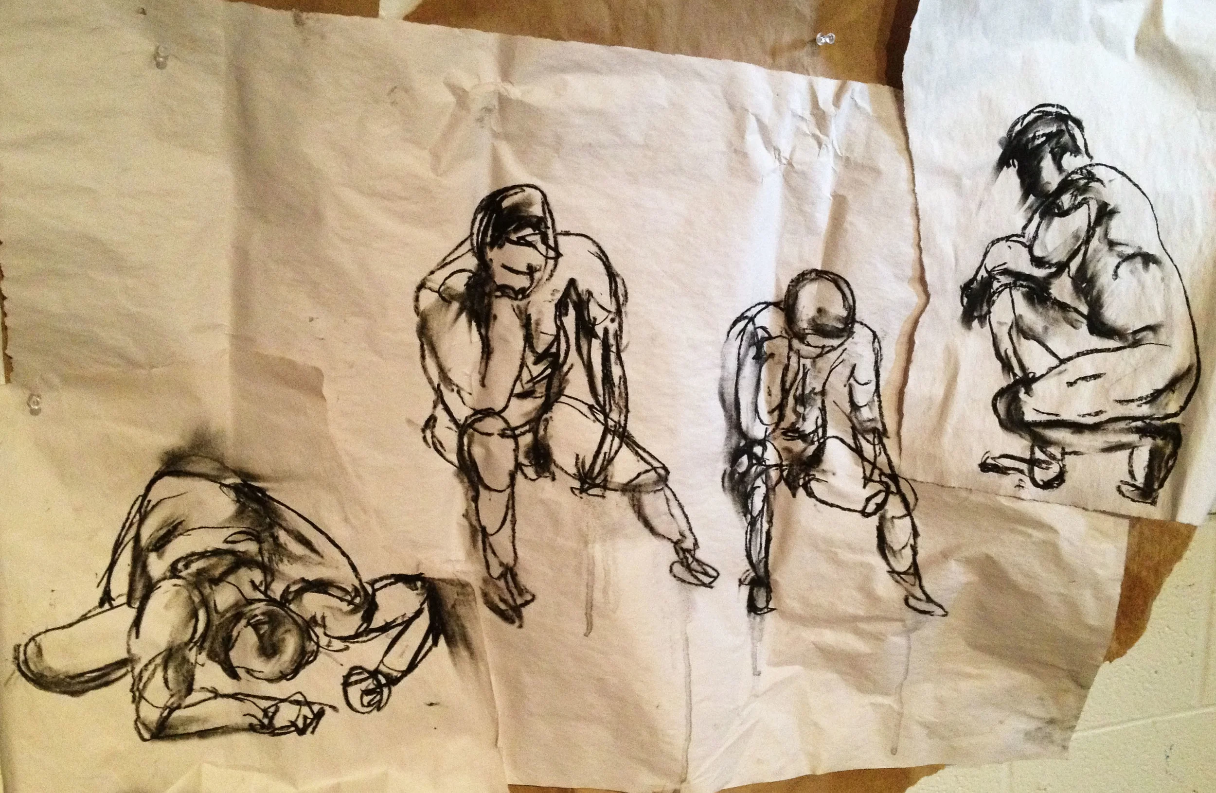 Live Figure Drawing // Wet Charcoal