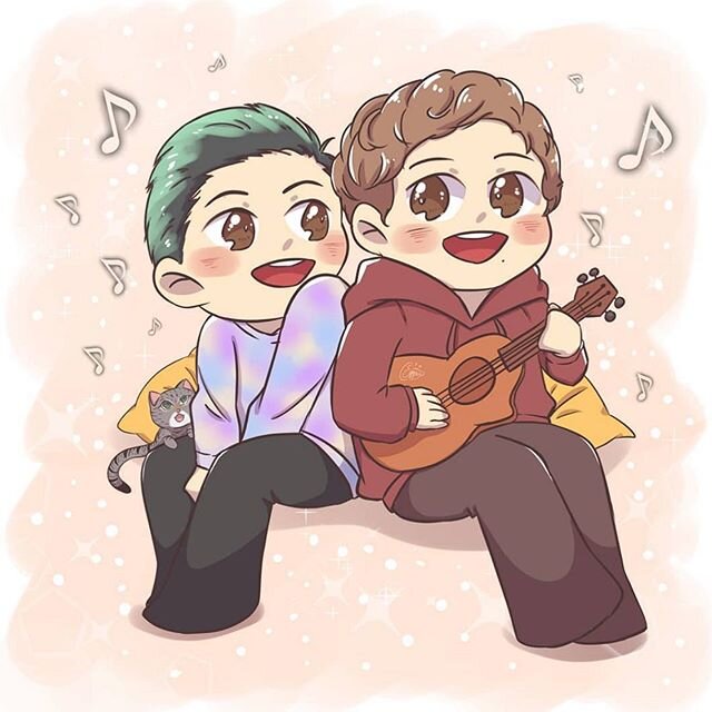 Obsessed with this #fanart by @eggunette that perfectly captures my and @caseybreves (and Alfie&rsquo;s) cozy quarantine vibes. We are still taking requests for the little mini-covers we&rsquo;ve been doing on insta stories, so don&rsquo;t be shy &md