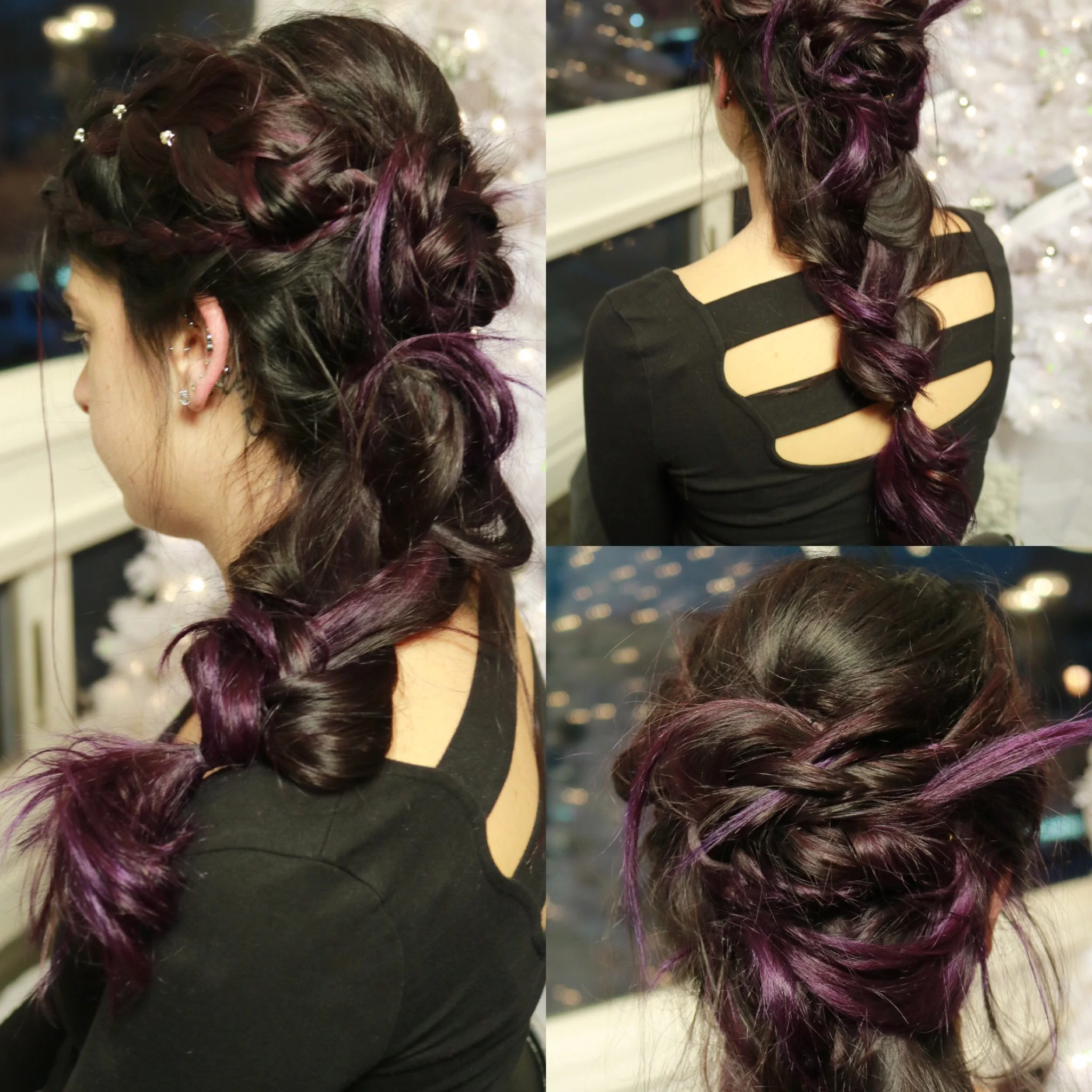 Rock all night around the Christmas tree with this fun, twisted-crossover braid | Styled by Shana