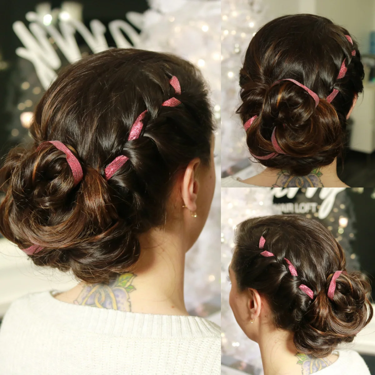 Deck your braids with festive holiday ribbon | Styled by Katie K