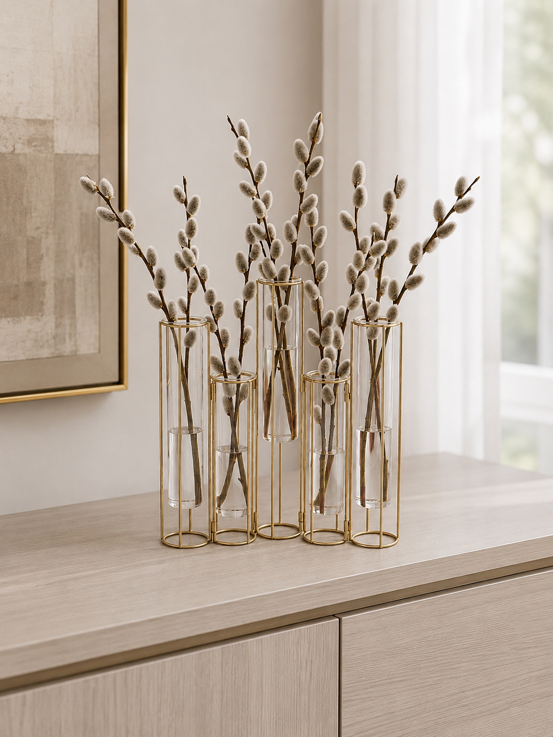 Gold Hinged Vase-5 Tubes