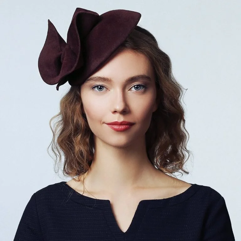 Maroon Fascinator with Wavy Trim — The 